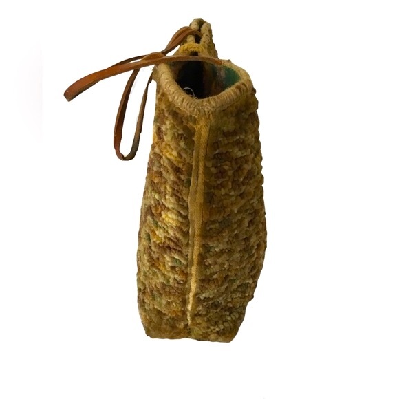 VTG 60-70s Carpet Bag Large Retro Tote Purse with / Leather Handles Rare - Picture 9 of 12